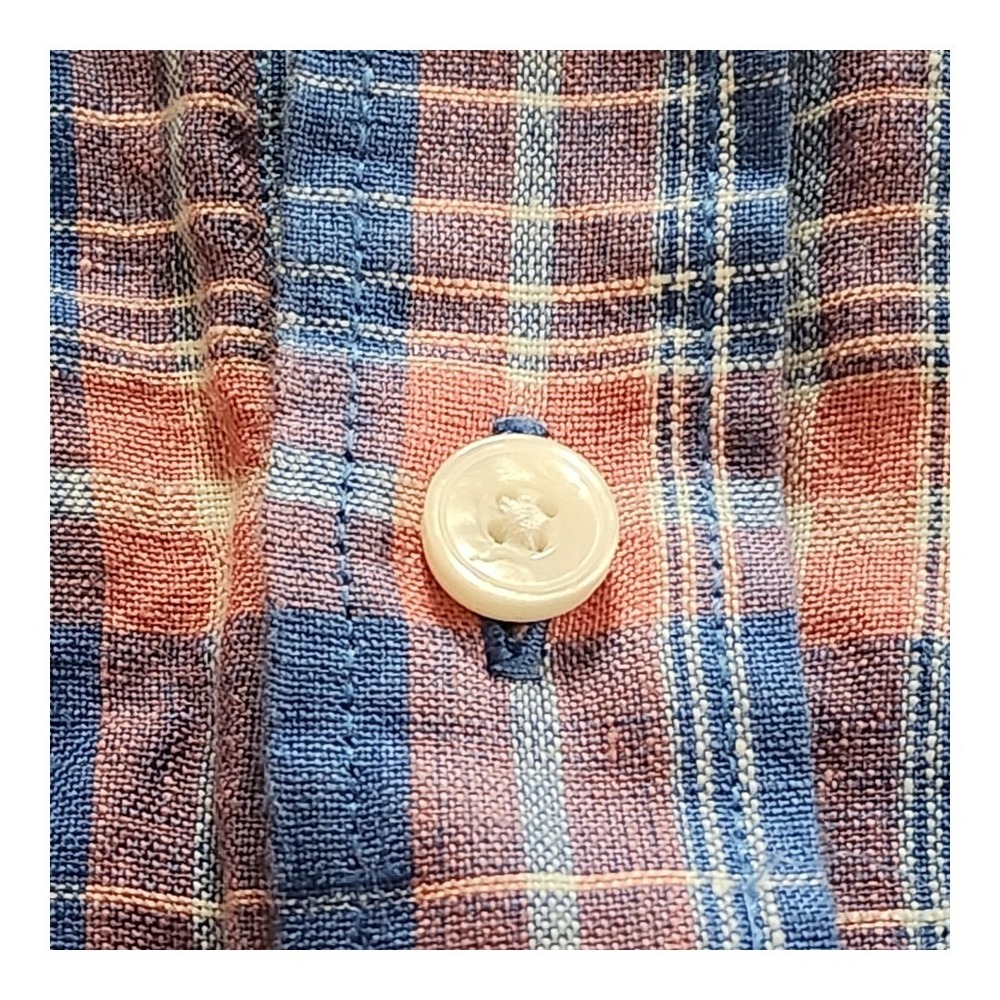 UNTUCKit Shirt Mens Medium Blue Plaid 100% Linen‎ Button Down Size XXL Pink - Picture 9 of 9